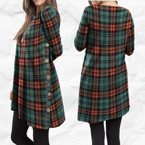 Fall womens dress or sweater Long Sleeve Button Side Pullover